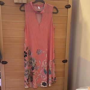 Tiffany & Co. Coral Pink Printed Sleeveless Dress
